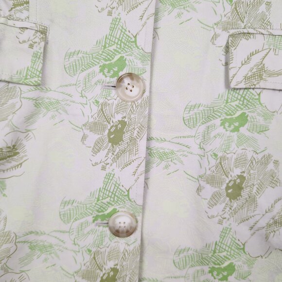 Old Navy Size S Green Floral Long Sleeve Trench Coat with Pockets - Picture 4 of 9